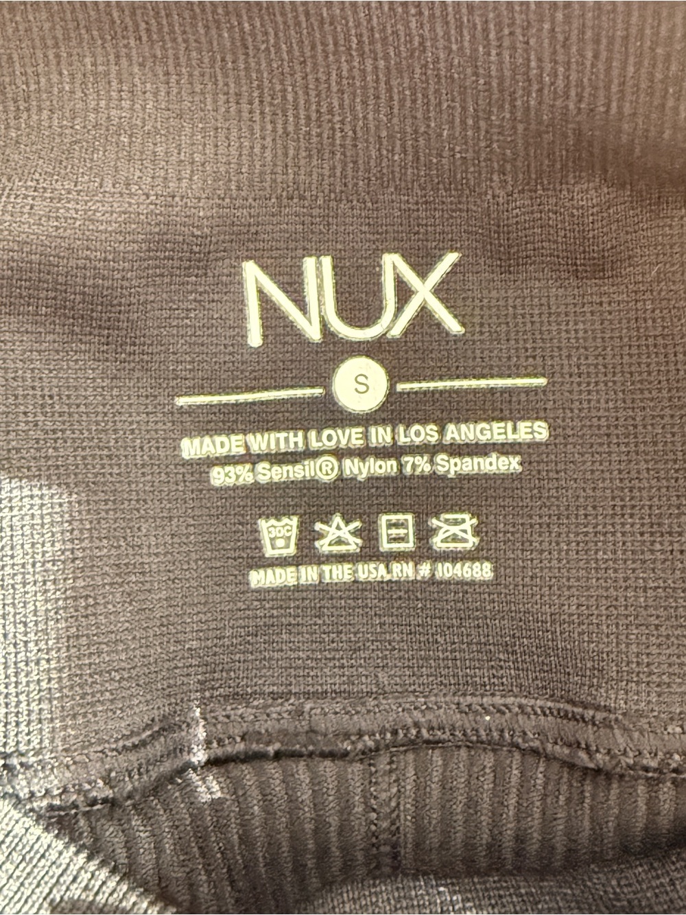 NUX Black Ribbed Leggings with White Stripe Cuffs - Picture 5 of 8
